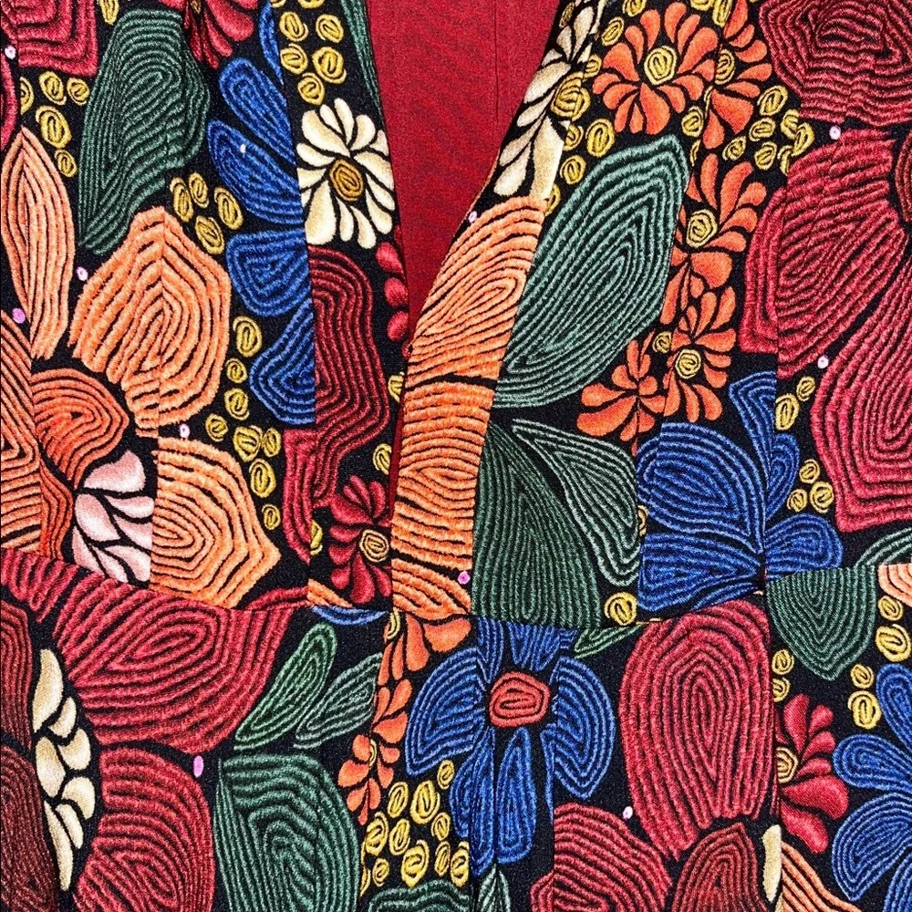 Farm Rio Black Stitched Flowers V Neck Maxi Dress from Anthropologie- Size Large - Picture 12 of 16